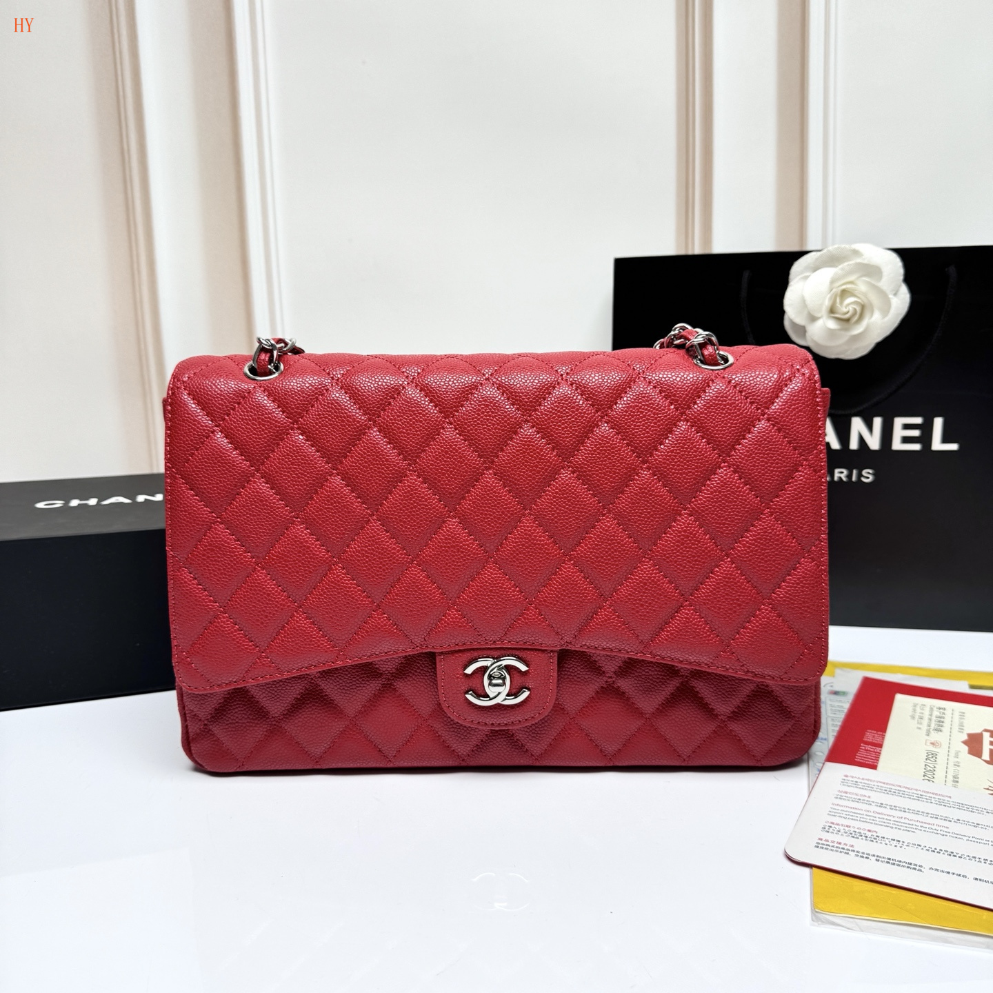 chanel quilted wallet on chain - 33x22x9 cm, burgundy
