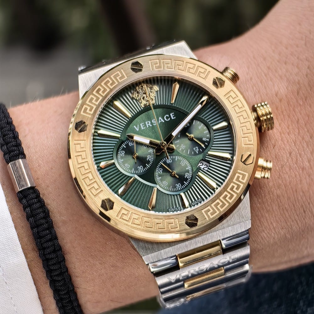 versace two tone green dial watch - 44mm - Image 2