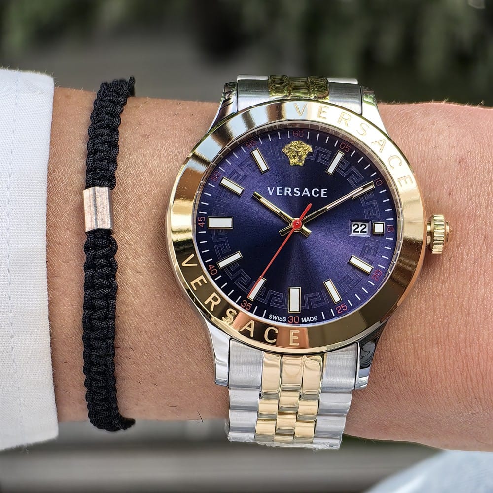 versace two tone gold silver - 42mm blue dial watch - Image 4