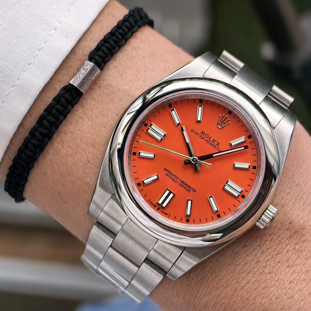 rolex oyster perpetual orange 40mm watch