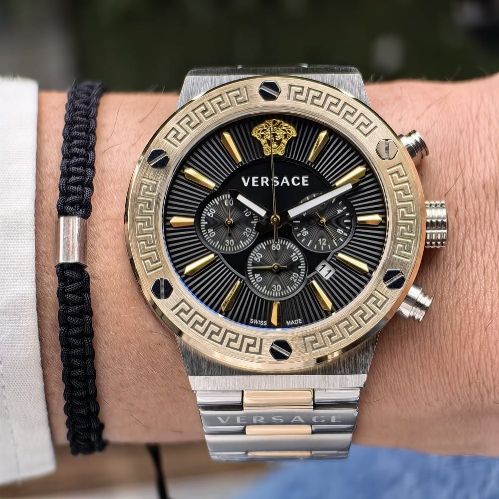 versace two tone black dial watch - 44mm - Image 2