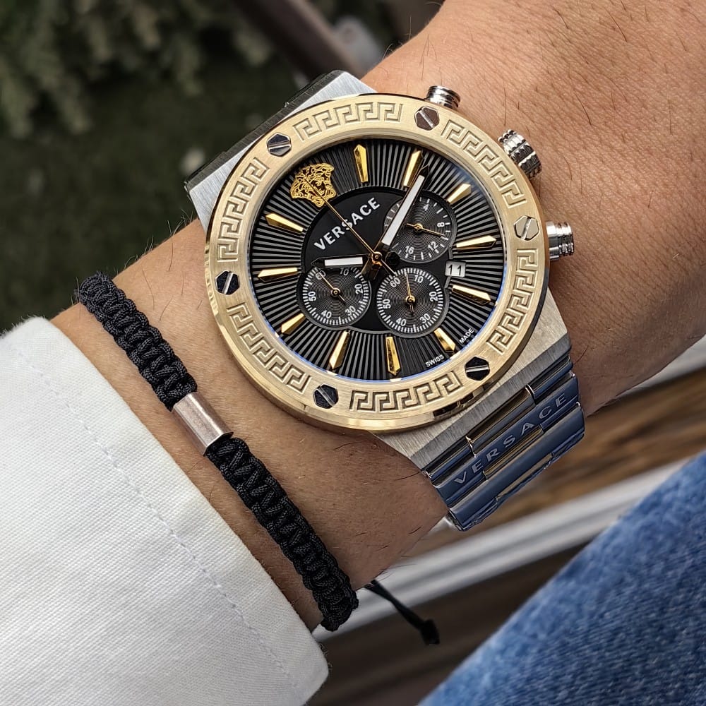 versace two tone black dial watch - 44mm - Image 3