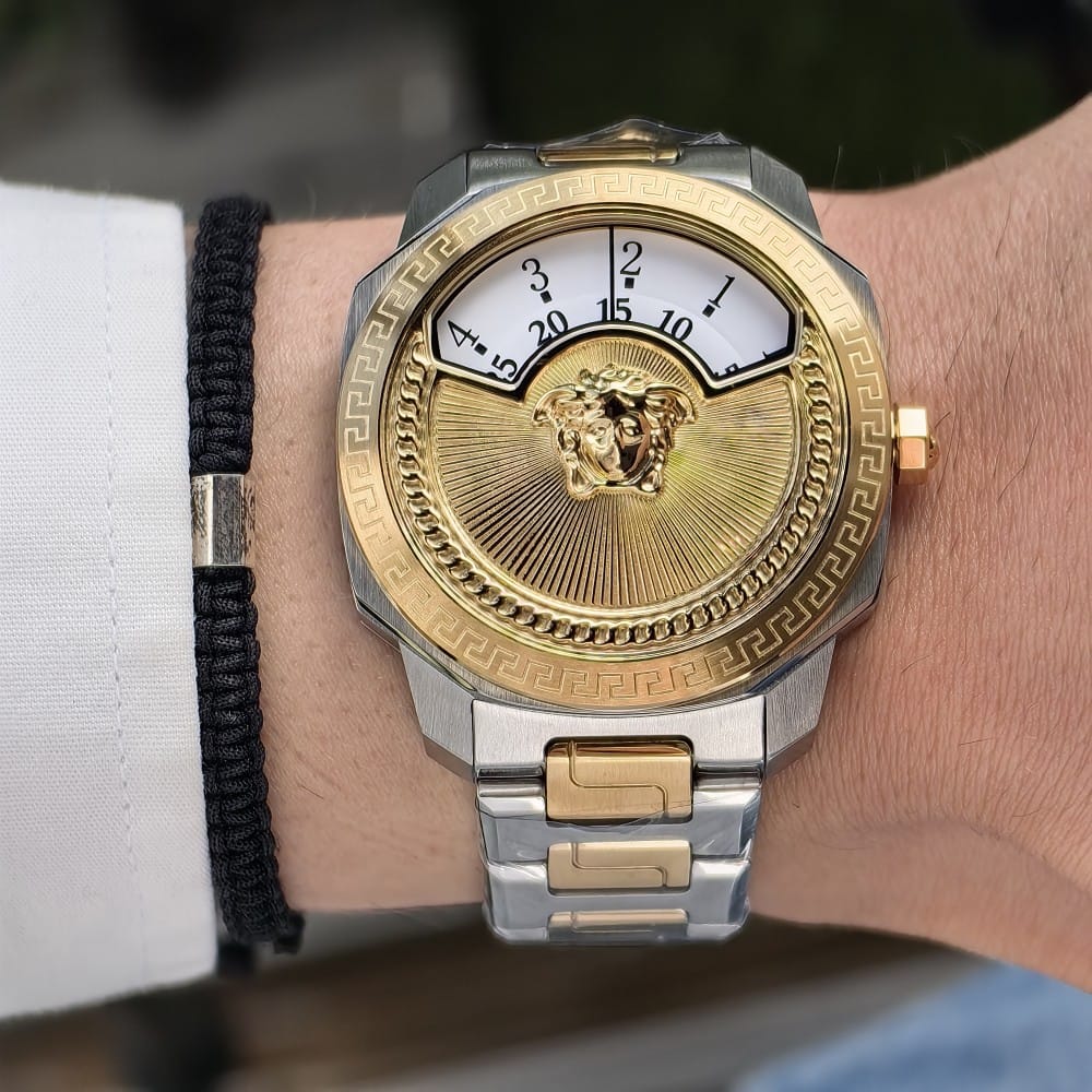 versace two tone gold white watch 44mm - Image 4