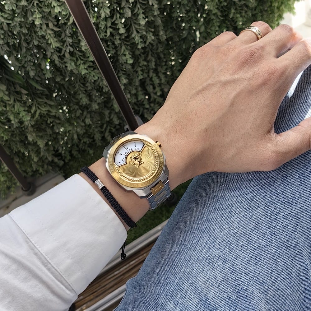 versace two tone gold white watch 44mm - Image 2