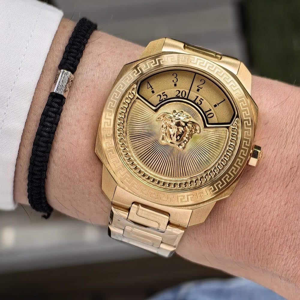 versace full gold 44mm watch - 316l stainless steel