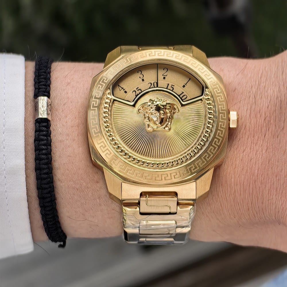 versace full gold 44mm watch - 316l stainless steel - Image 4