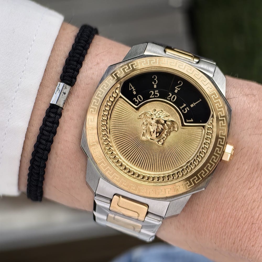 versace two tone gold black watch - 44mm
