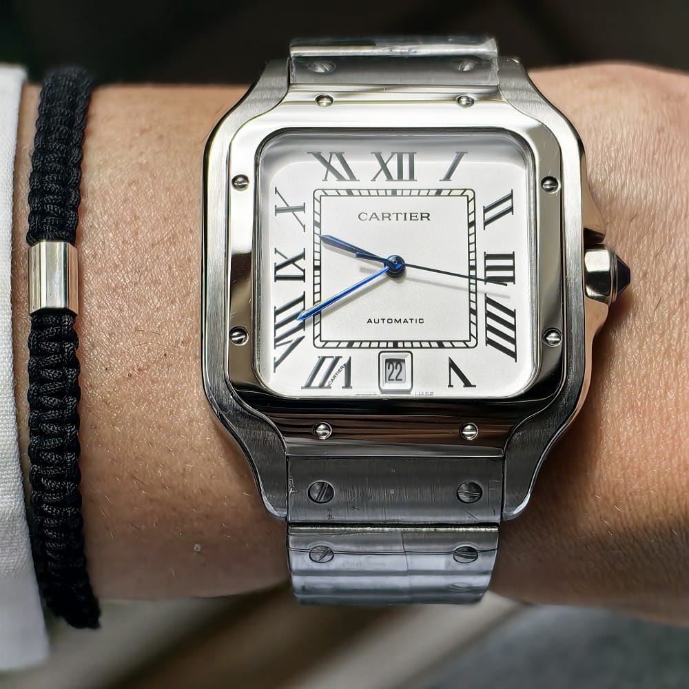 cartier santos silver white 40mm automatic watch - Image 4