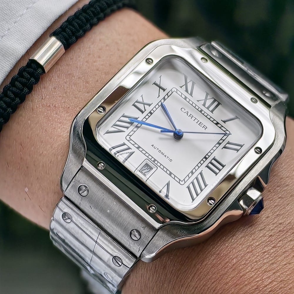 cartier santos silver white 40mm automatic watch - Image 2