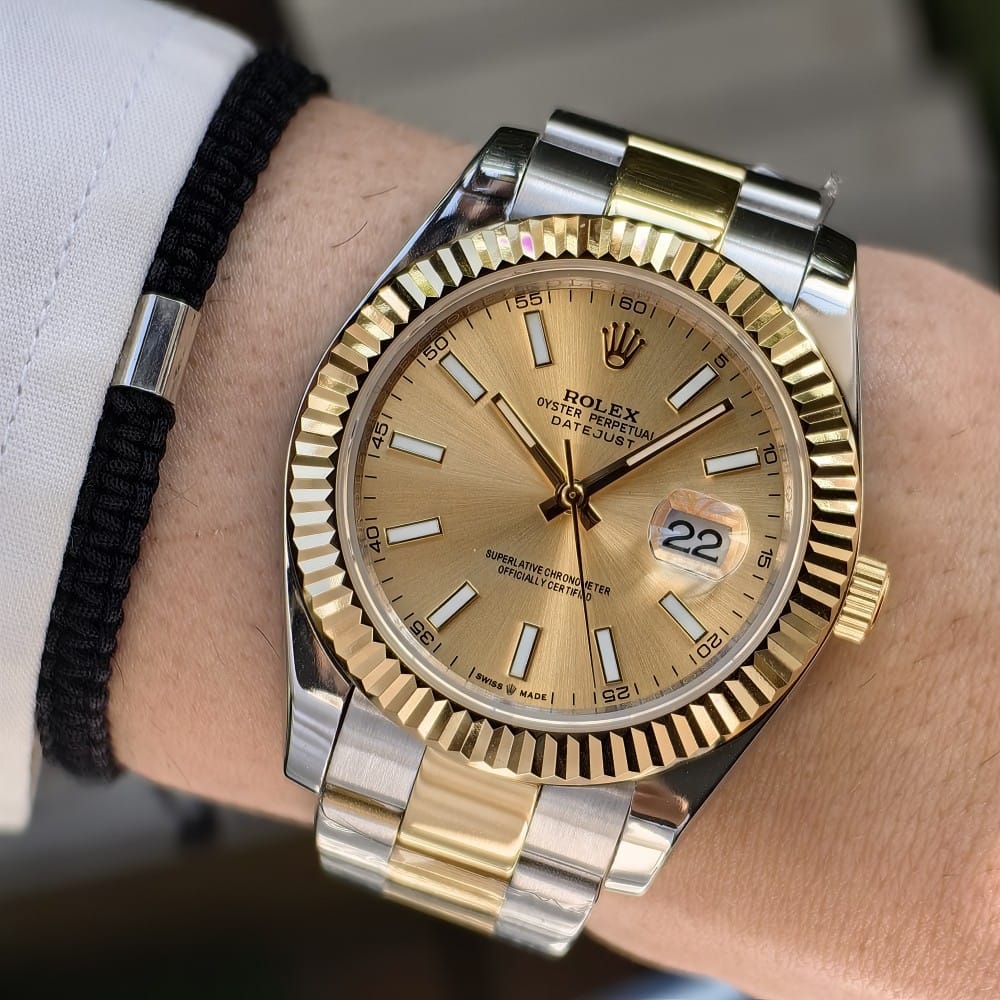 rolex datejust 41mm automatic watch - stainless steel & gold