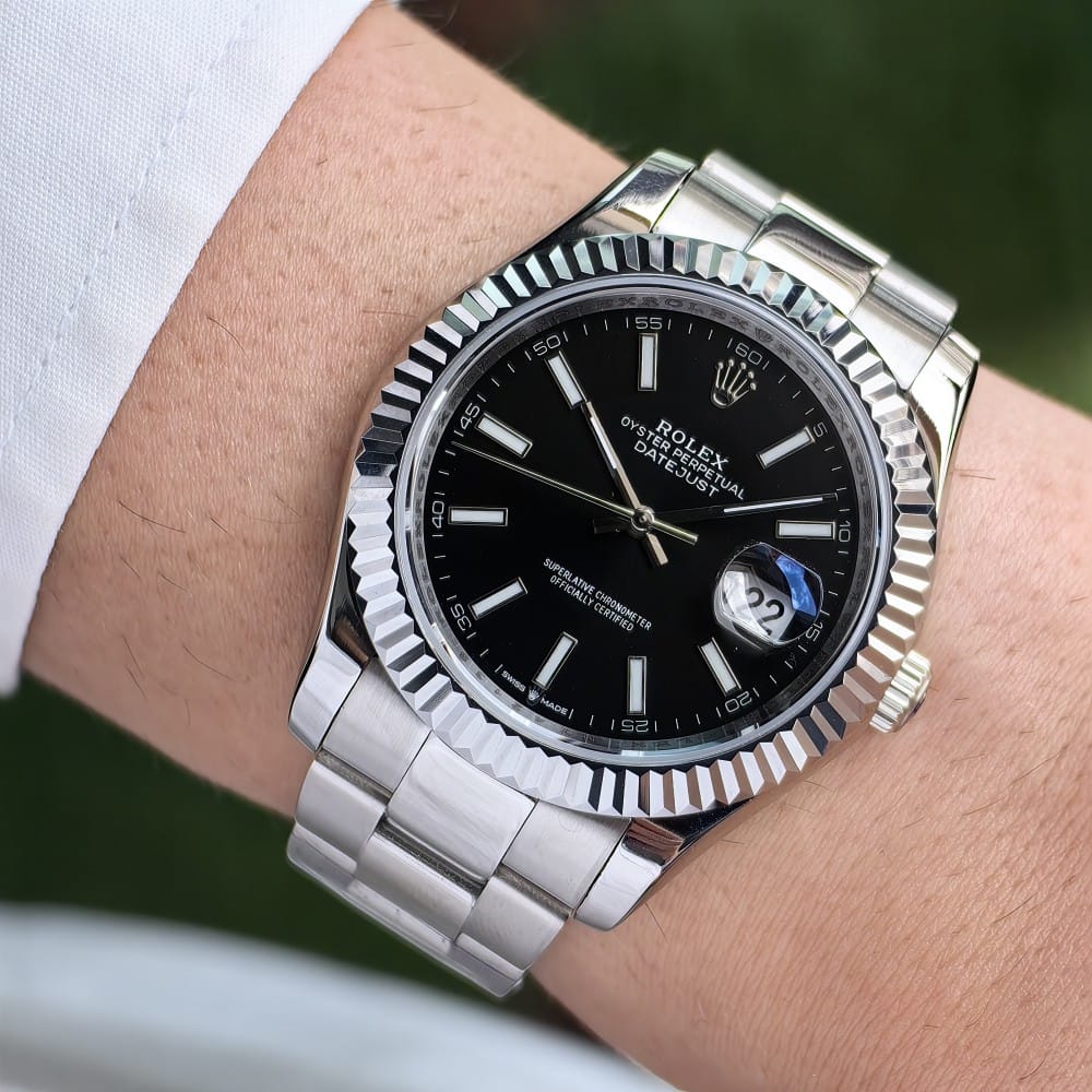 rolex datejust 41mm automatic watch - black dial