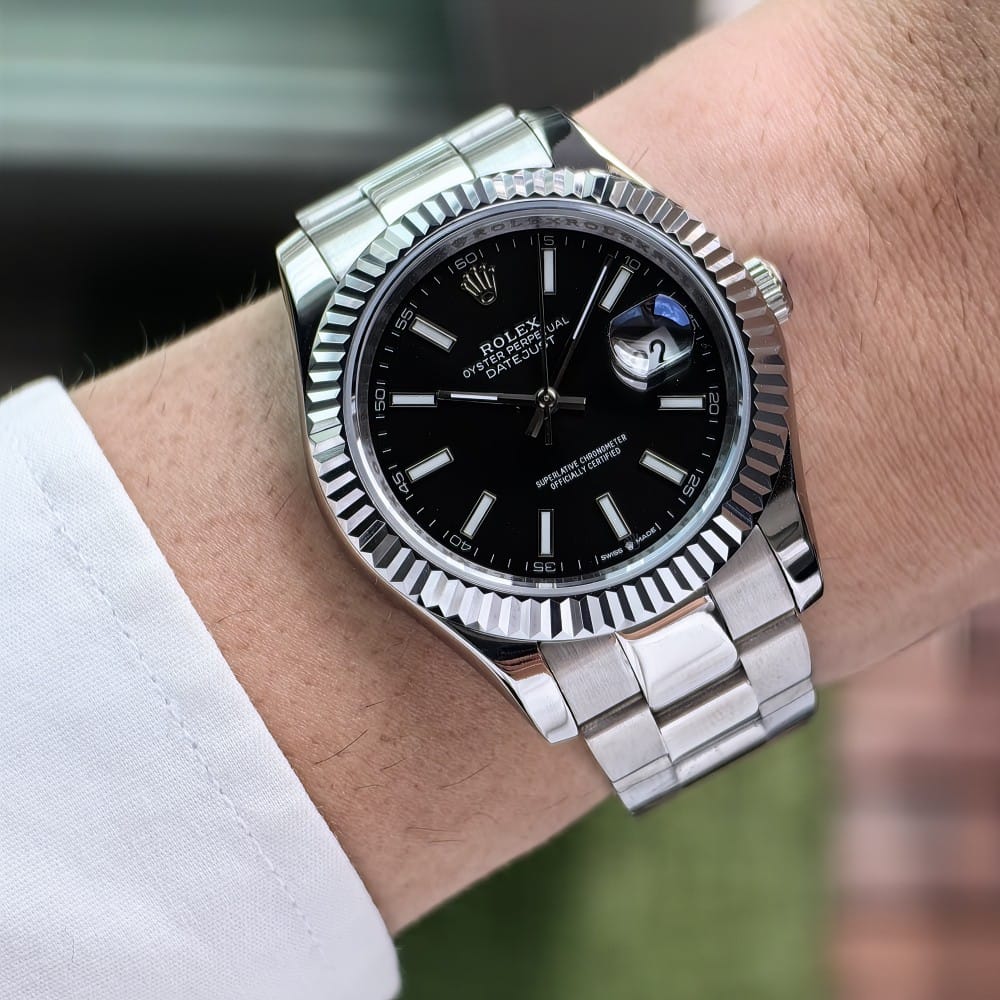 rolex datejust 41mm automatic watch - black dial - Image 2