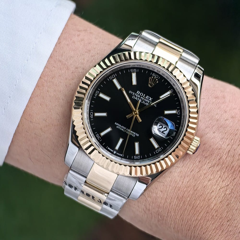 rolex datejust 41mm automatic watch - black dial