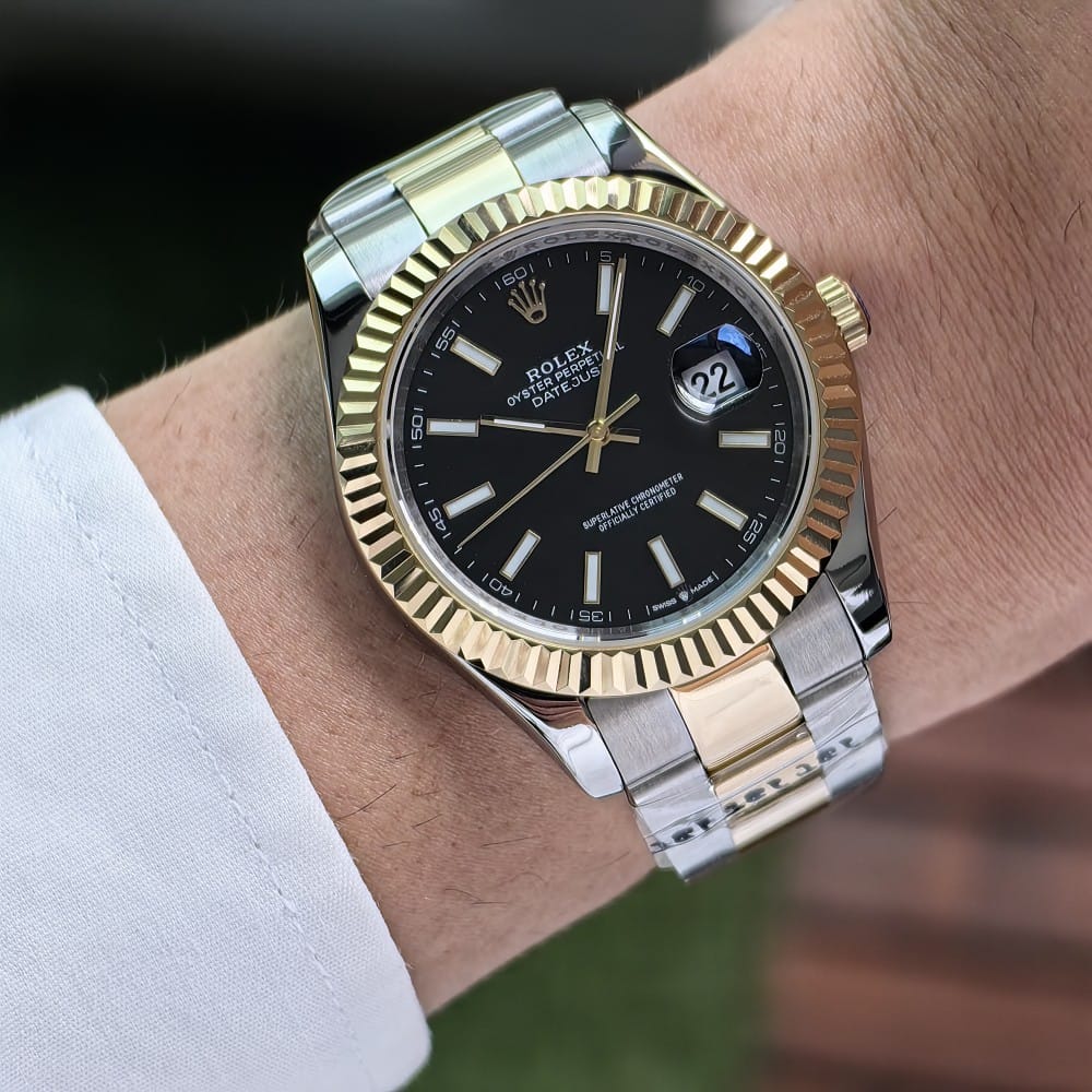 rolex datejust 41mm automatic watch - black dial - Image 2