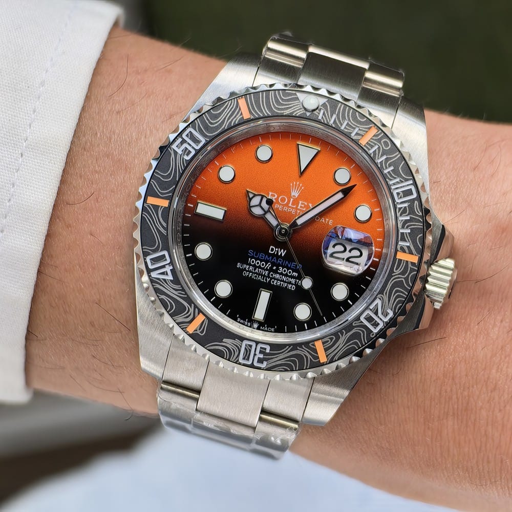 rolex submariner diw orange 40mm automatic watch
