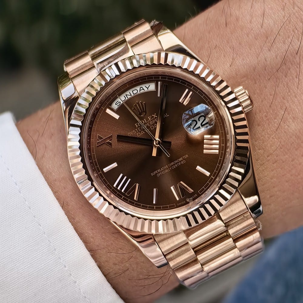 rolex day-date 40mm automatic watch - 316l stainless steel