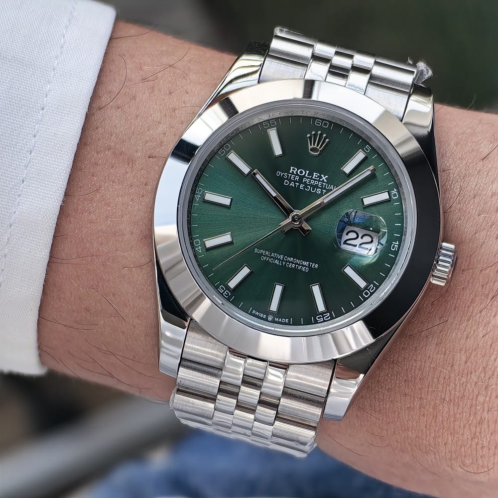 rolex datejust 41mm automatic watch - green dial - Image 4