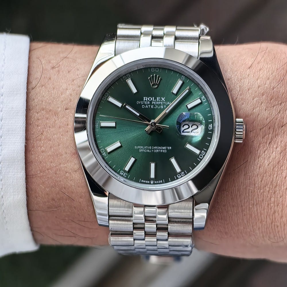 rolex datejust 41mm automatic watch - green dial - Image 2