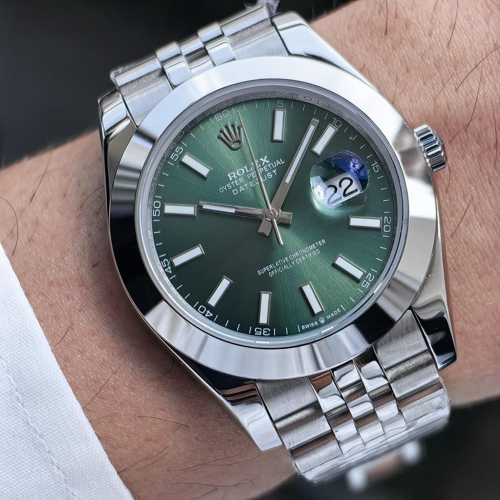 rolex datejust 41mm automatic watch - green dial - Image 3