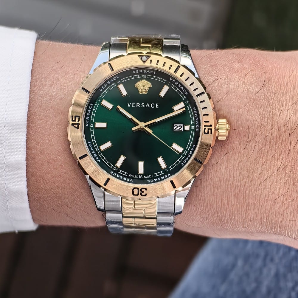 versace two tone green dial watch - 42mm - Image 2