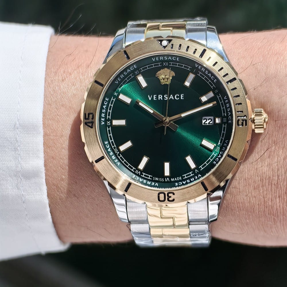 versace two tone green dial watch - 42mm - Image 4