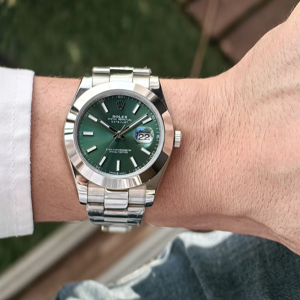 rolex datejust 41mm automatic watch - green dial - Image 3