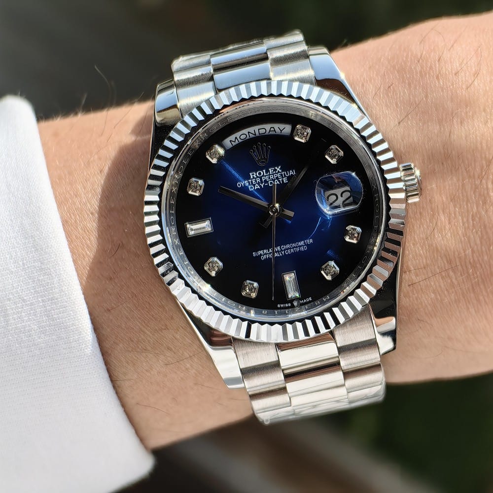 rolex day-date 40mm automatic watch - blue dial - Image 2