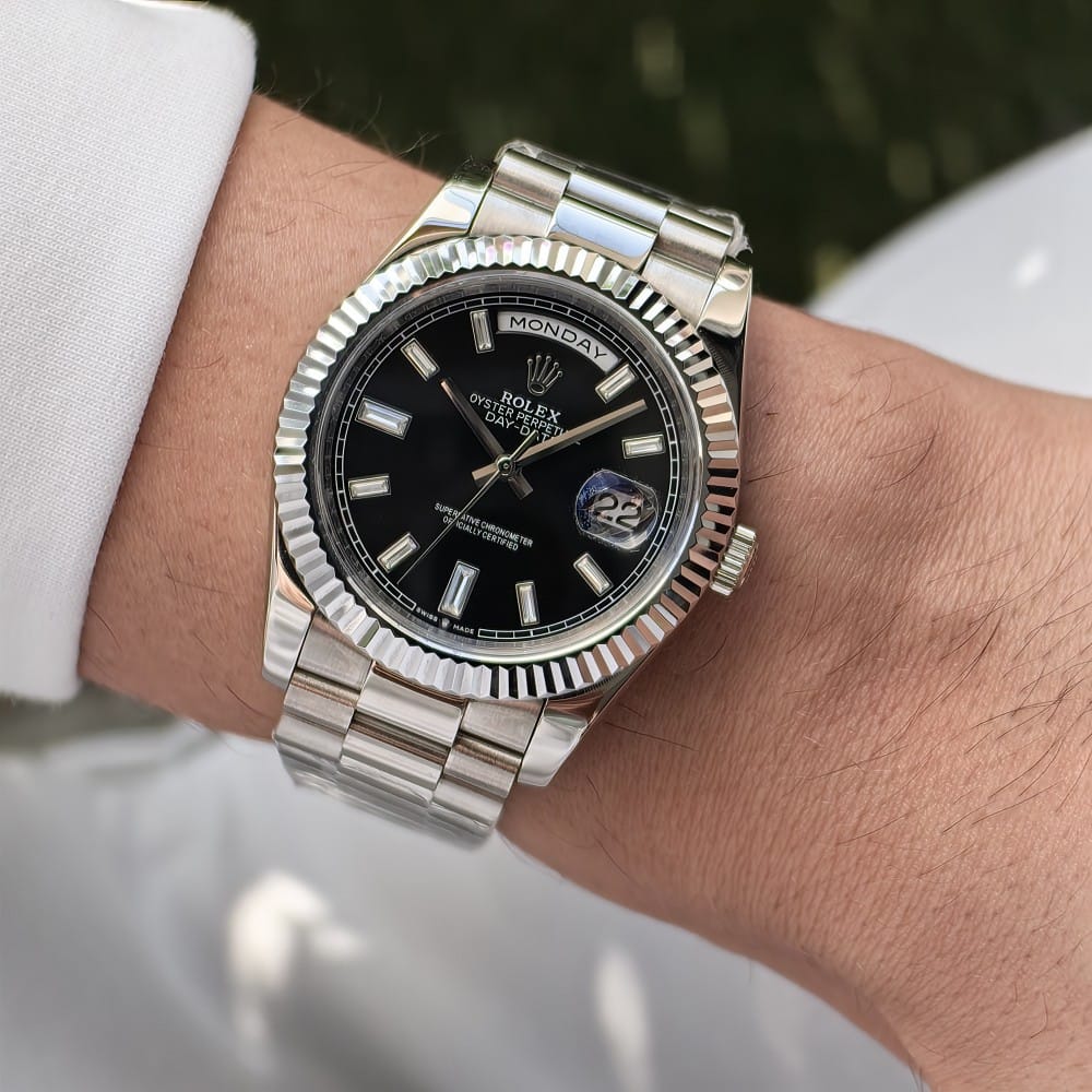 rolex day-date 40mm automatic watch - black dial - Image 2