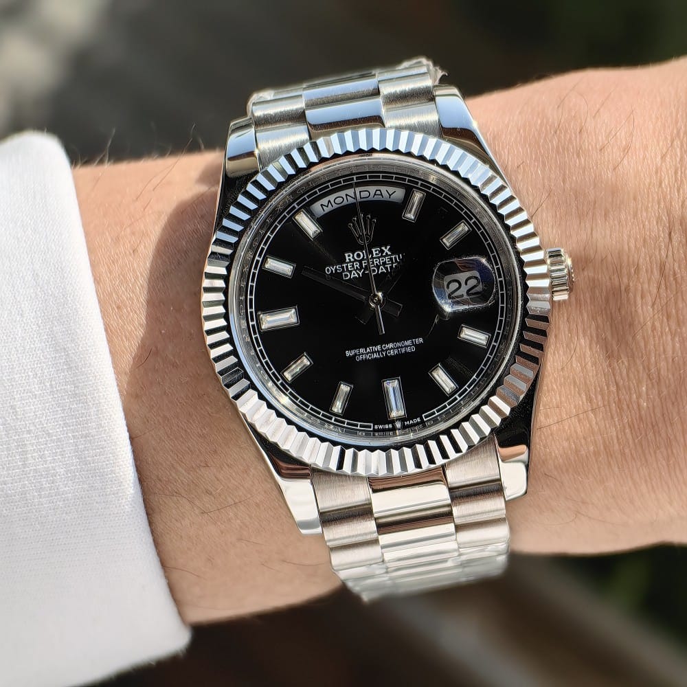 rolex day-date 40mm automatic watch - black dial - Image 3