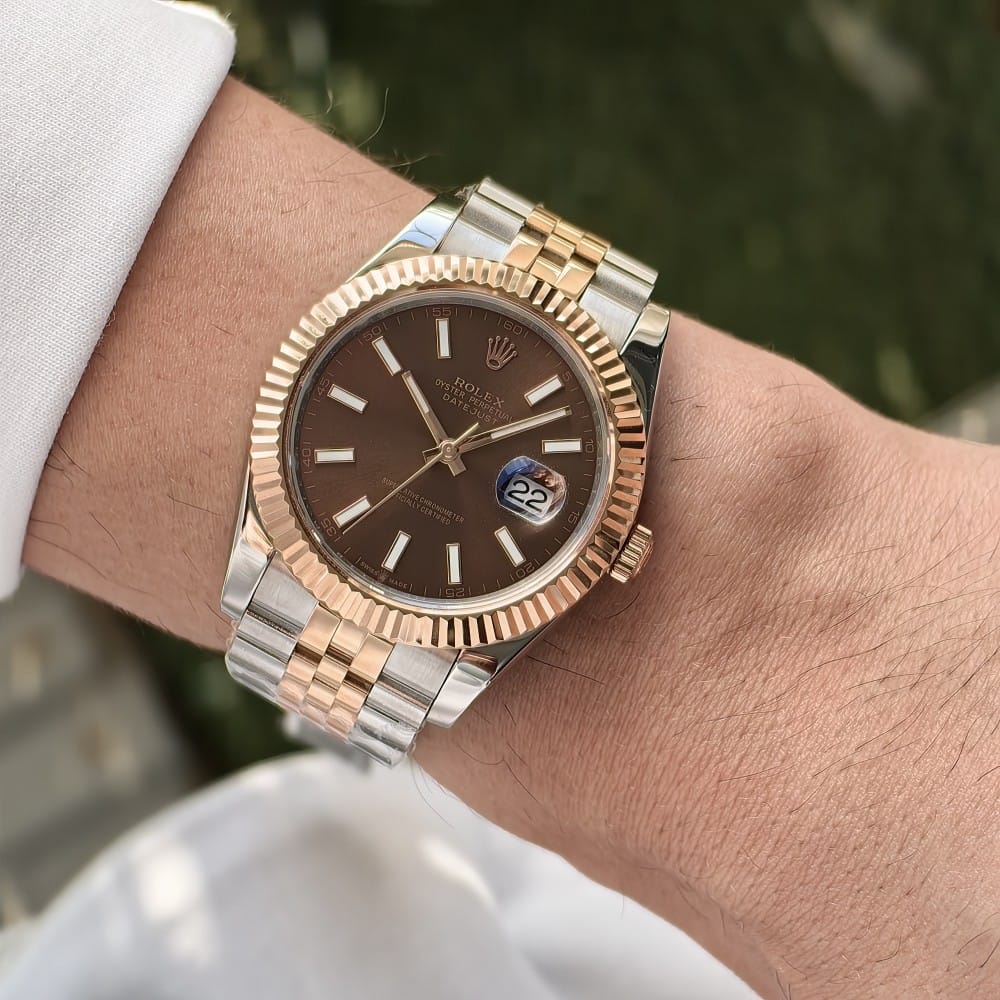 rolex datejust 41mm automatic watch - brown dial - Image 2