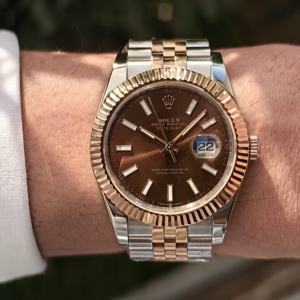 rolex datejust 41mm automatic watch - brown dial - Image 3
