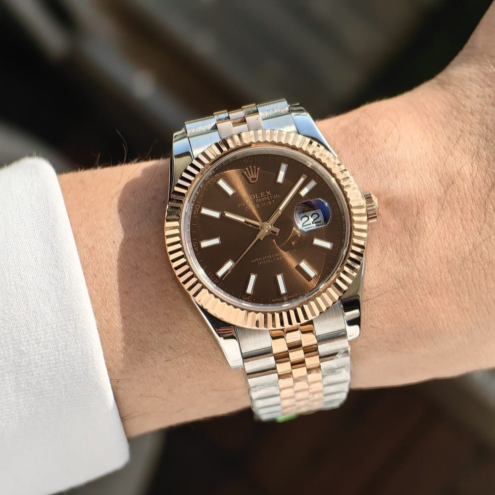 rolex datejust 41mm automatic watch - brown dial - Image 4
