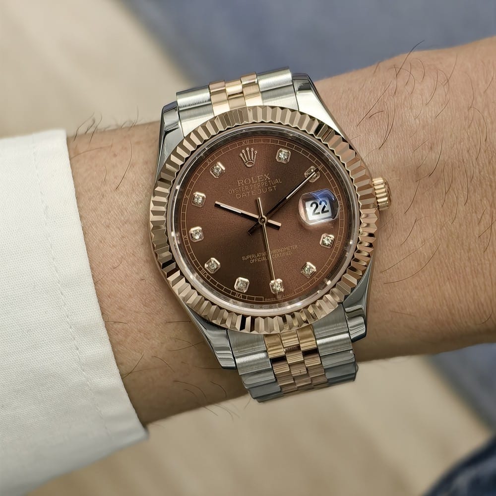 rolex datejust 41mm automatic watch - brown dial - Image 2