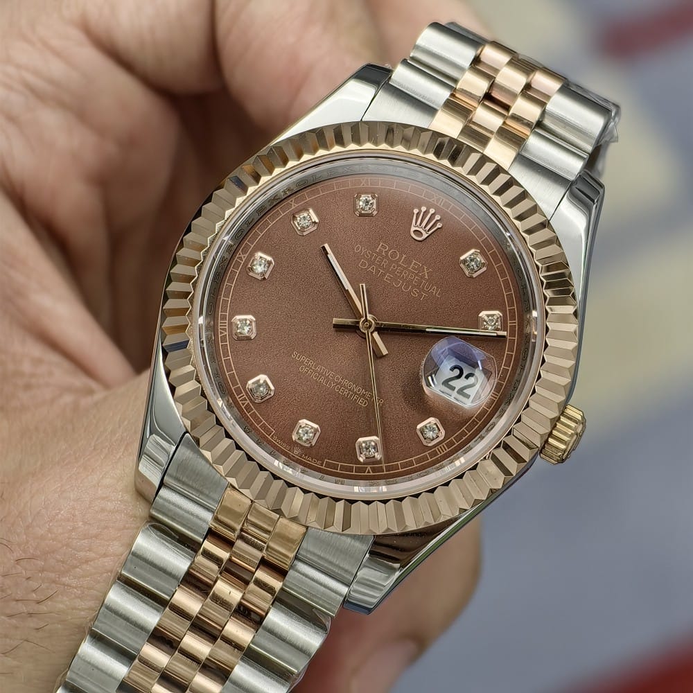 rolex datejust 41mm automatic watch - brown dial - Image 3