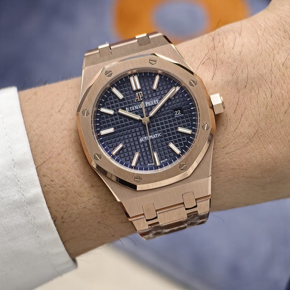 audemars piguet automatic rose gold blue dial 42mm - Image 3