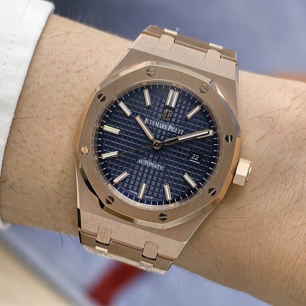 audemars piguet automatic rose gold blue dial 42mm - Image 4