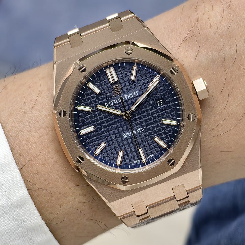 audemars piguet automatic rose gold blue dial 42mm - Image 6