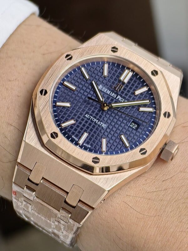 audemars piguet automatic rose gold blue dial 42mm