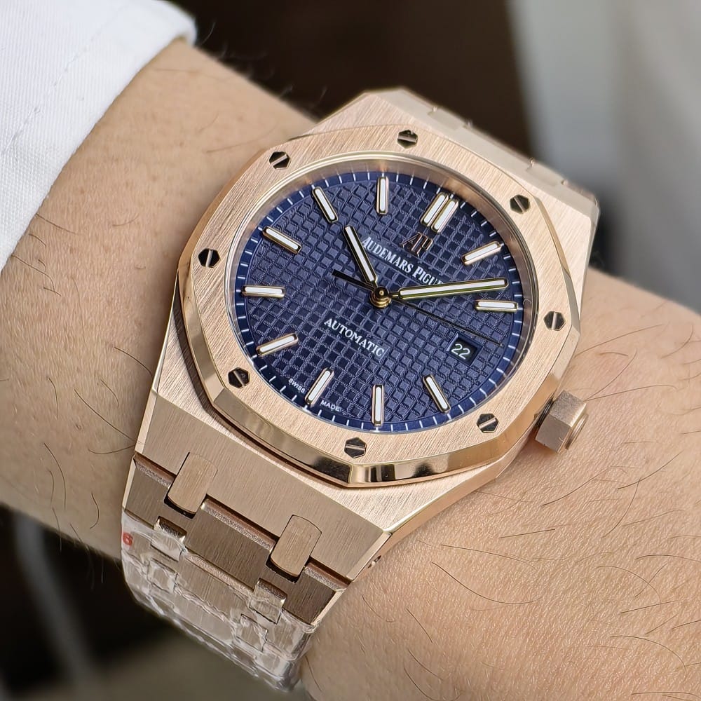 audemars piguet automatic rose gold blue dial 42mm
