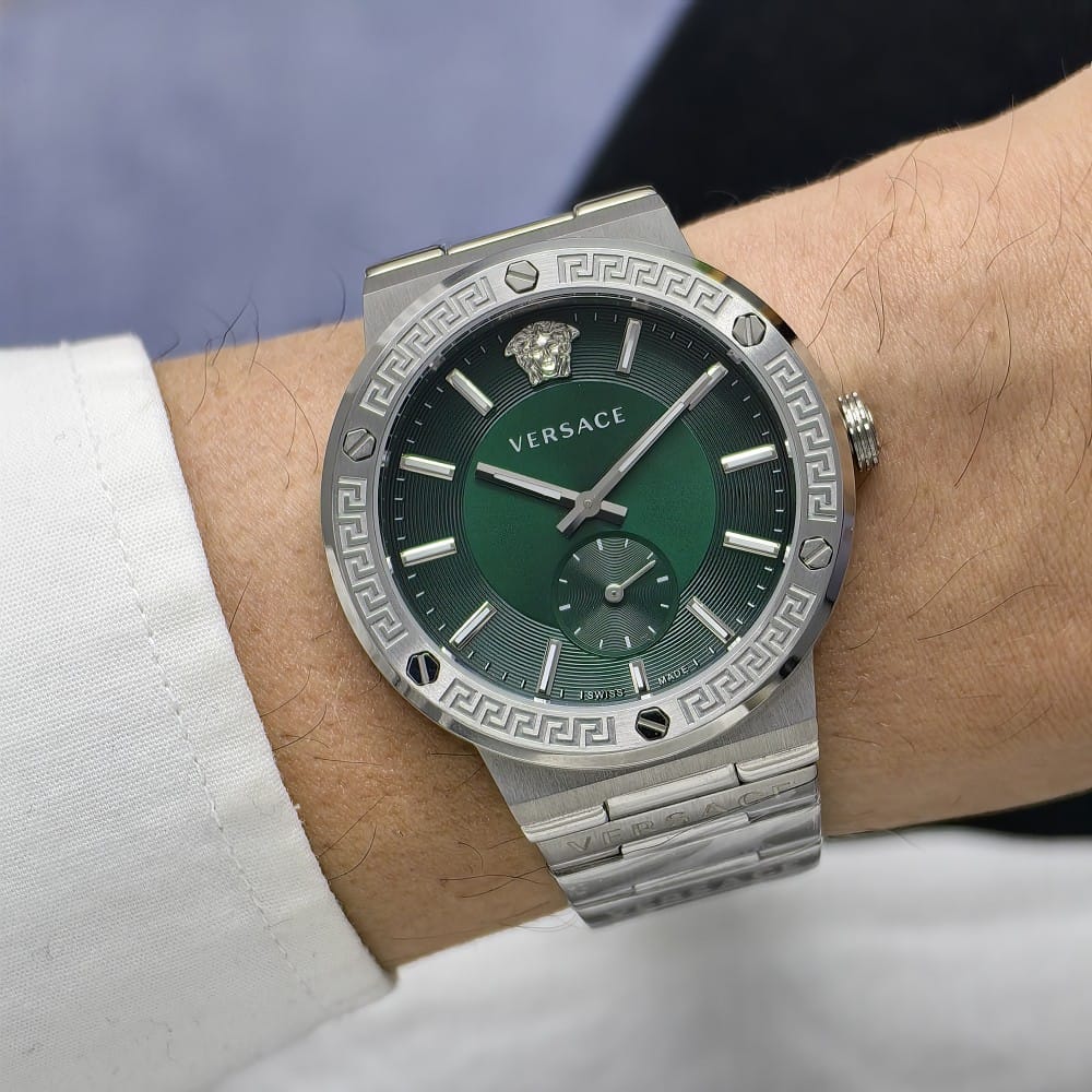 versace silver green dial watch - 42.7mm - Image 2