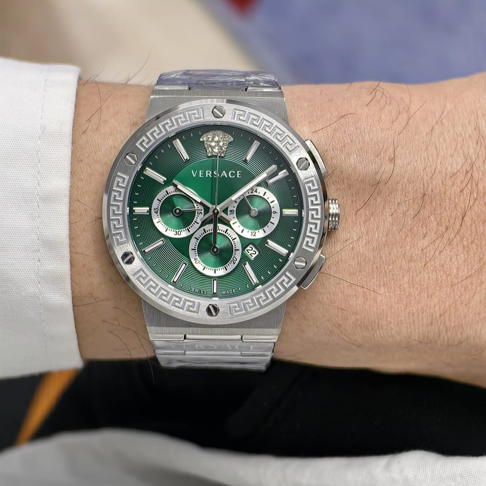 versace silver green dial watch - 43mm - Image 3