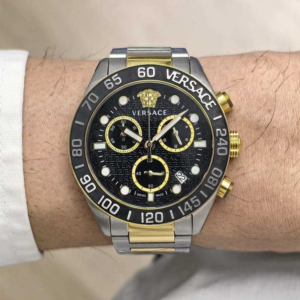 versace two tone black dial watch - 43mm - Image 4