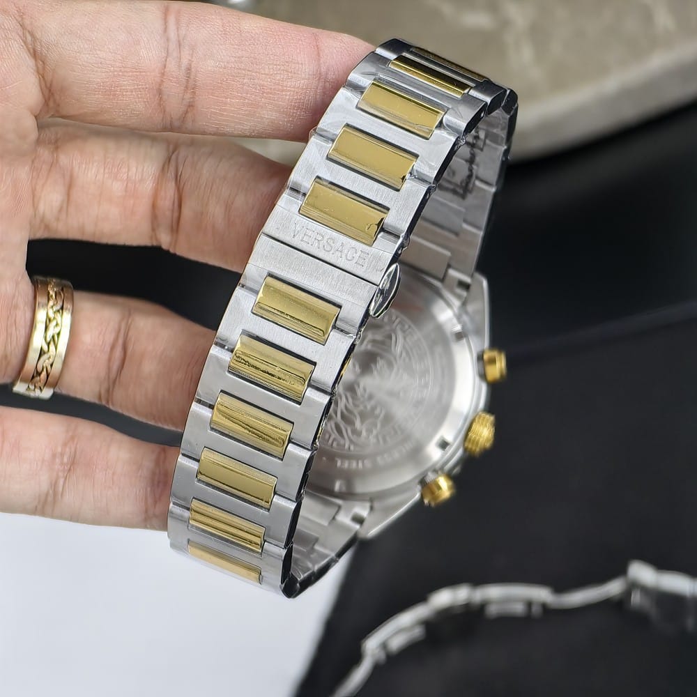 versace two tone black dial watch - 43mm - Image 3