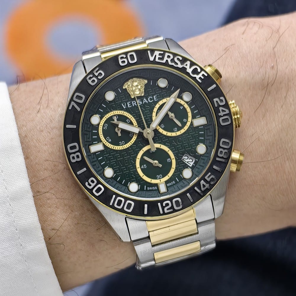 versace two tone green dial watch - 43 mm - Image 4