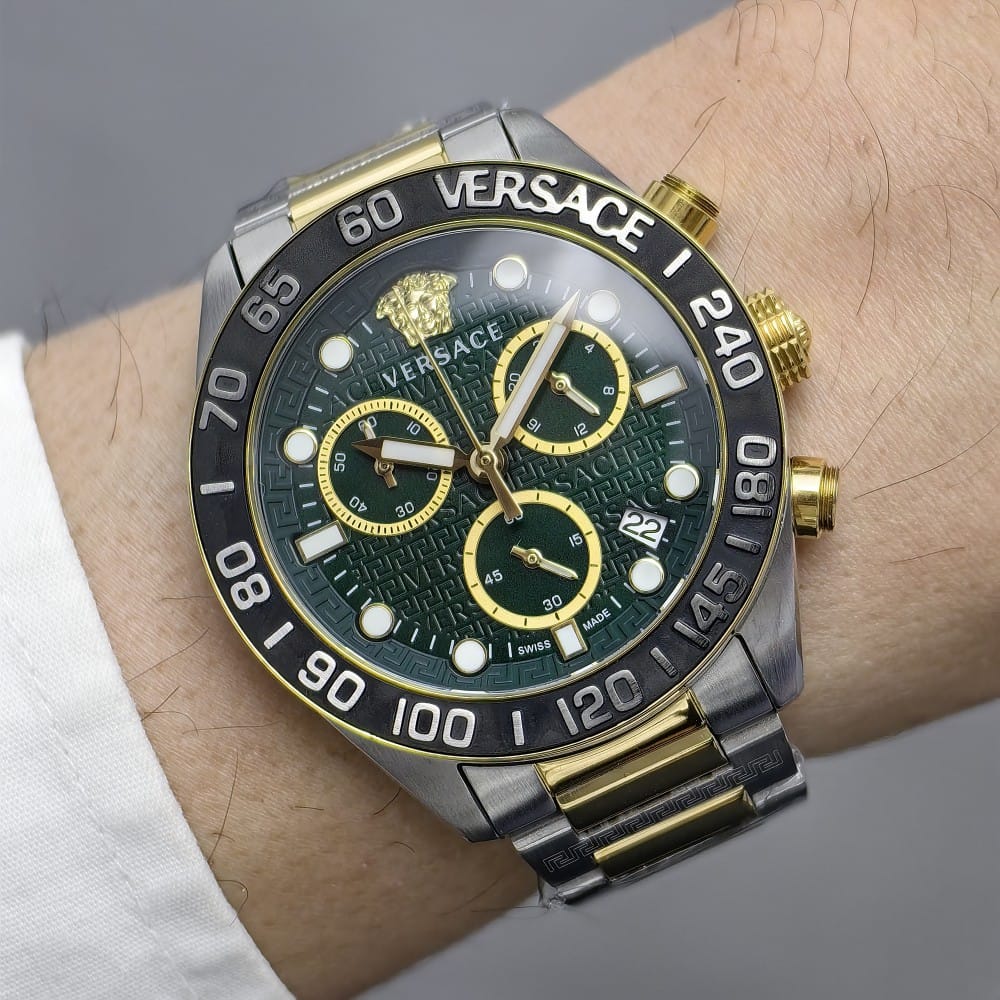 versace two tone green dial watch - 43 mm - Image 6