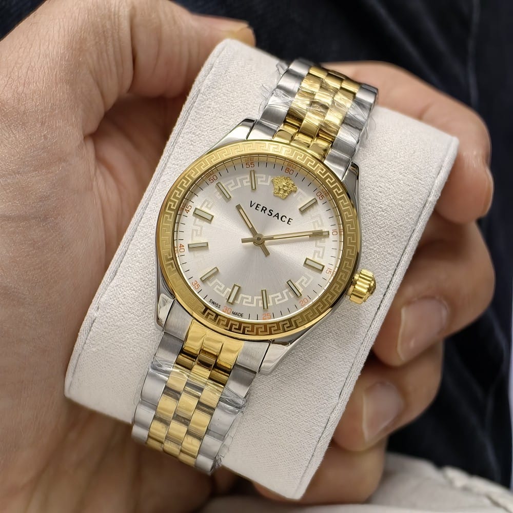 versace white dial 36mm stainless steel watch
