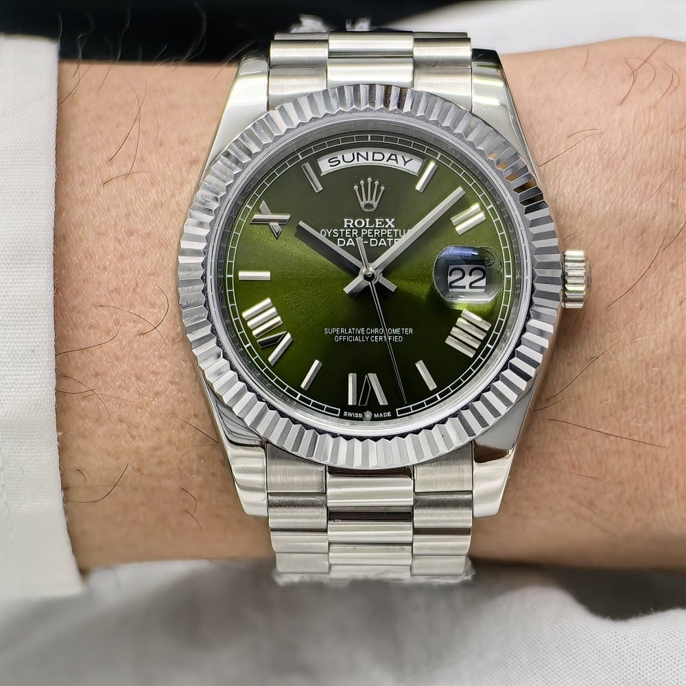 rolex day-date 36 silver green dial - 40mm automatic - Image 6
