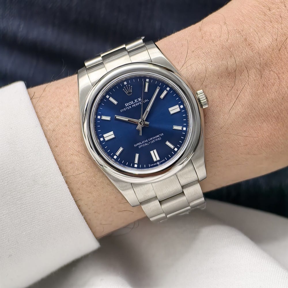 rolex oyster perpetual blue 40mm stainless steel watch - Image 3