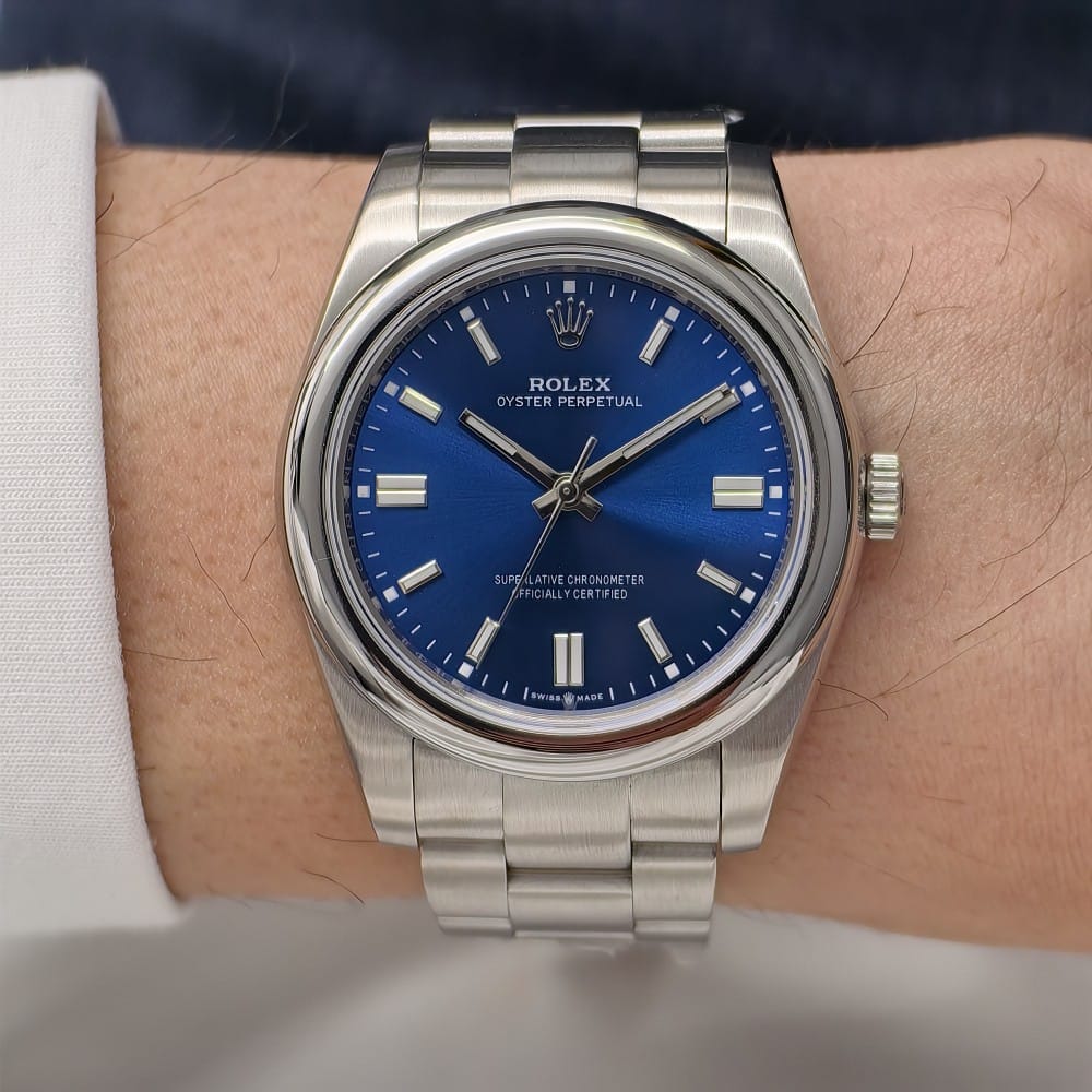 rolex oyster perpetual blue 40mm stainless steel watch - Image 2