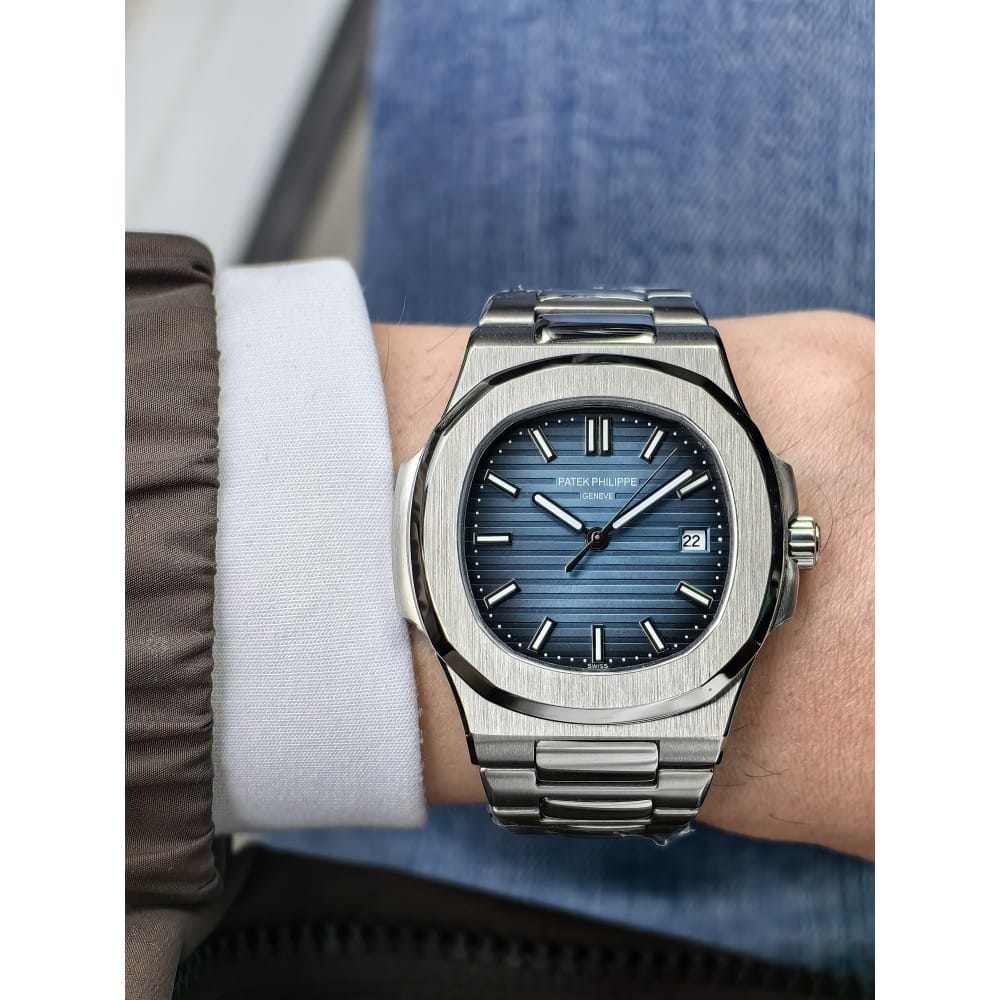 patek philippe nautilus black blue 41mm stainless steel watch - Image 2